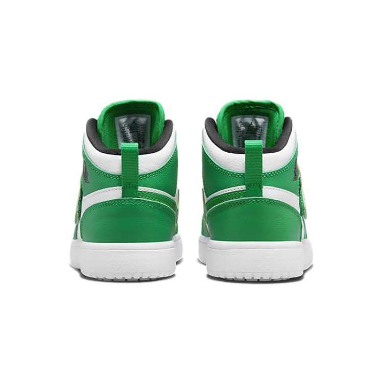Jordan Баскетбольные кроссовки Air 1 Lucky Green BP с противоскользящей подошвой и высоким берцем, детские, белые BQ7197-301