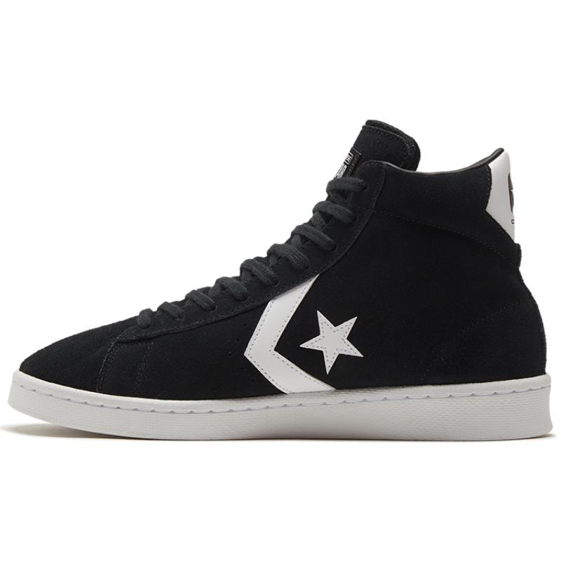 Converse Cons Pro Leather Classic Versatile Casual Non-slip Wear-resistant High-top Skate Shoes Unisex Pure Black