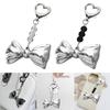 Lovely Silvery Bowknot Bead Keychain Pendant Bag Phone Pendant Women Backpack Handbag Charm Lovely Decoration