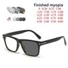 Прямоугольные женские солнцезащитные очки мужские солнцезащитные очки квадратные черные солнцезащитные очки для близорукости Nerd фотохромные по рецепту 0 -0,25 -0,5 -1,0 до -6
