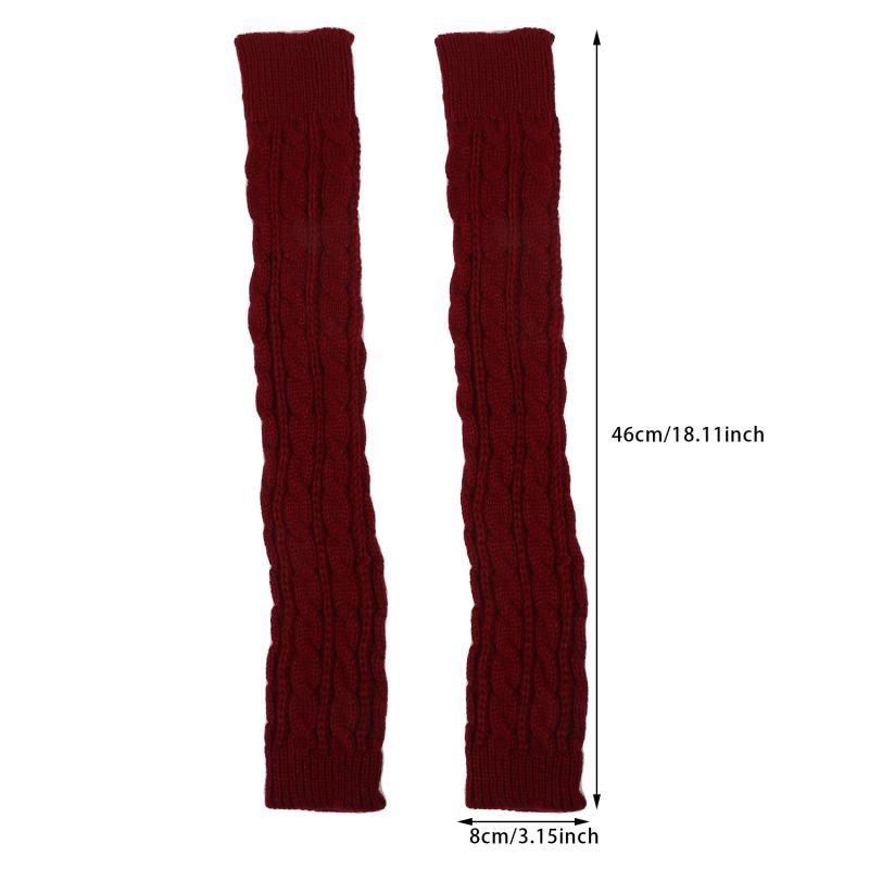 1 пара длинных вязаных унисекс перчаток с полупальцами для женщин и девочек, осенне-зимние, однотонные, теплые варежки до локтя