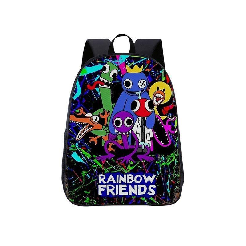 Rainbow Friends Color Anime Cartoon Print School Backpack For Boys Girls And