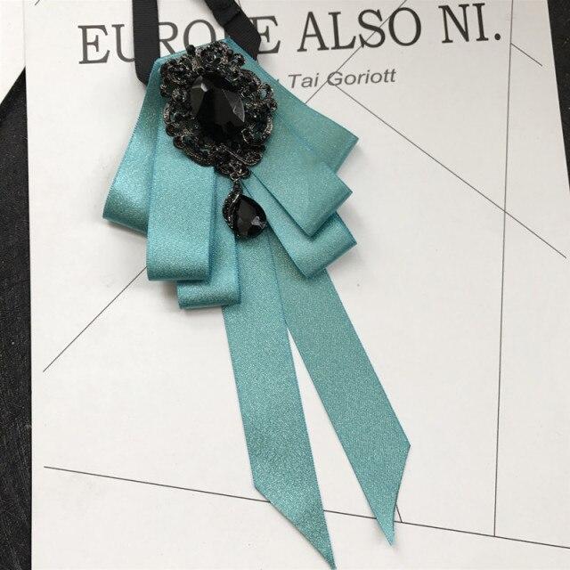 Винтажная брошь в виде галстука-бабочки из ткани с кристаллами, корейская мода, галстуки-бабочки, галстуки для женщин, белый рубашечный воротник, роскошные ювелирные аксессуары