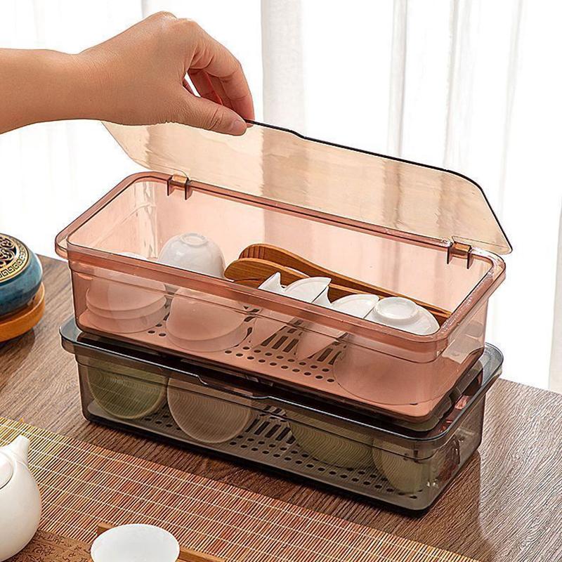 Chopsticks Storage Box Holder With Drainage Partition Household Kitchen Chopsticks Spoon Cutlery Storage Case
