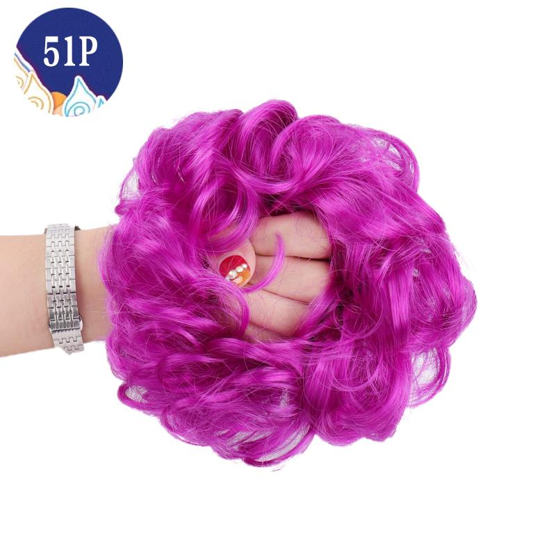 Hair Bun Hairpiece Dark Brown Messy Bun Hair Extension Women Wavy Curly Updo Scrunchie Elastic