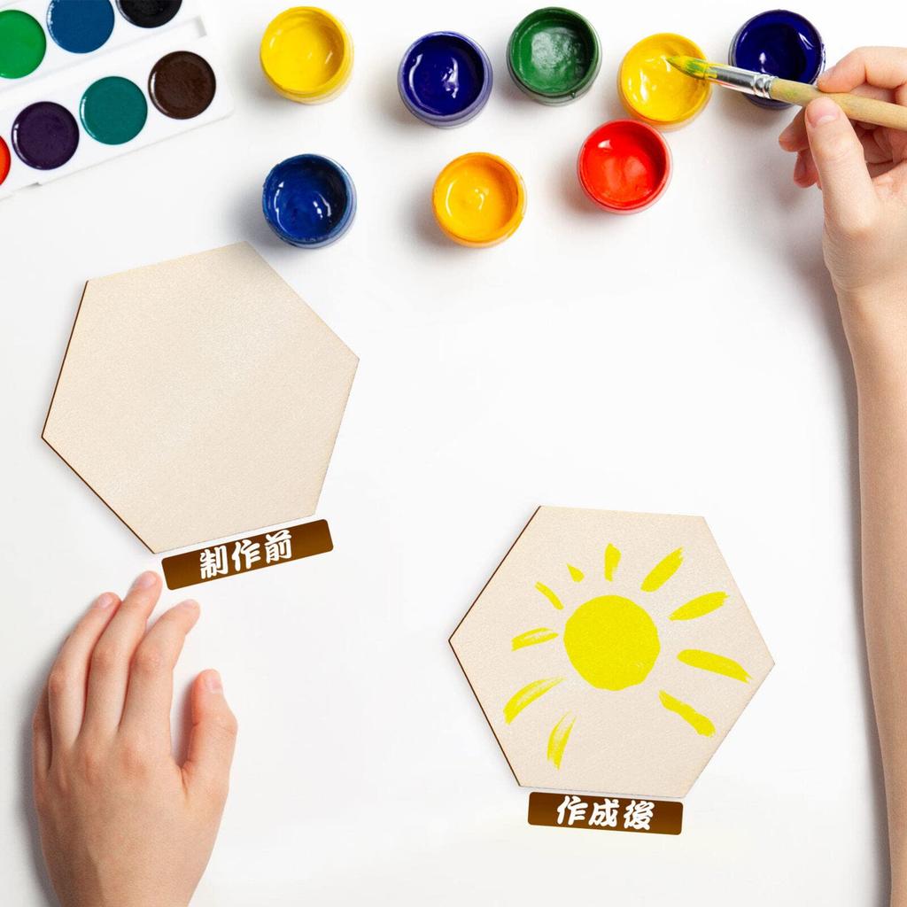 SAFIGLE Wood Board Thin Wood Piece Hexagonal Coaster Wooden Chip Unfinished Wooden Slice DIY Graffiti Wood Square Wood Natural Wood Handmade Crafts