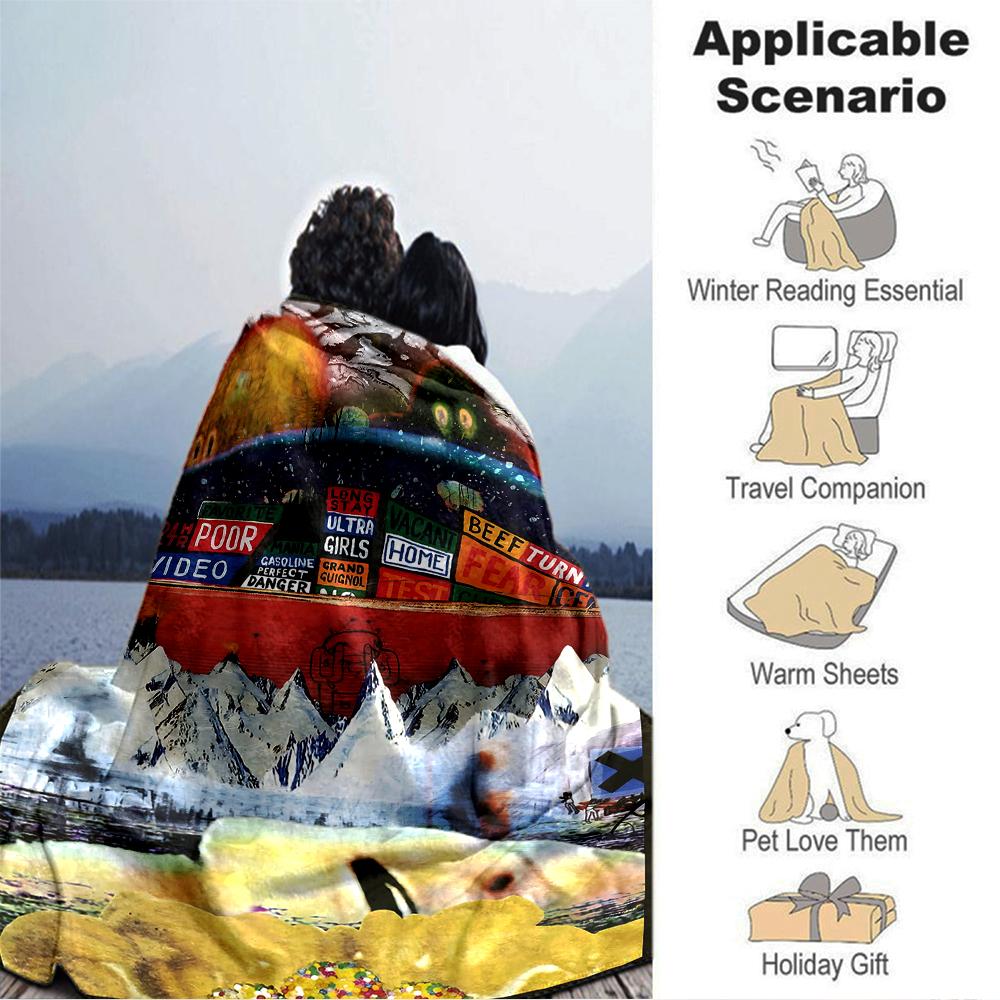 Abstract Surreal Landscape Blanket Soft Throw Blanket For Home Bedroom Bed Sofa Travel Office Solid Christmas Blanket
