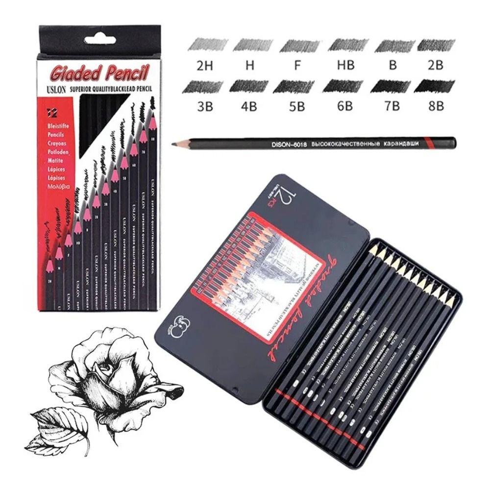 Graphite Shading Sketch Pencil 2H-8B Drawing Pencil Journal Wooden Lead Pencils Stationery