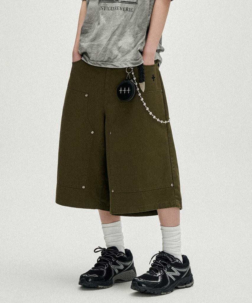 NOT4NERD Symbol Sequence Carpenter Bermuda Shorts - Khaki