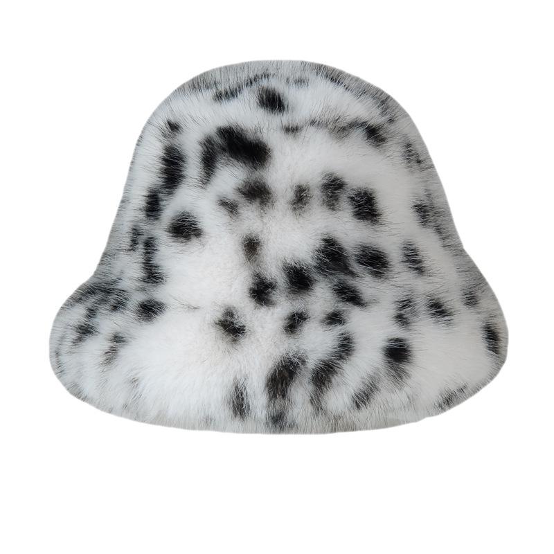 Женская панама из искусственного меха с леопардовым принтом – Осенне-зимний стиль, Теплый плюш, Ретро-дизайн, Подчеркивающая контур лица.