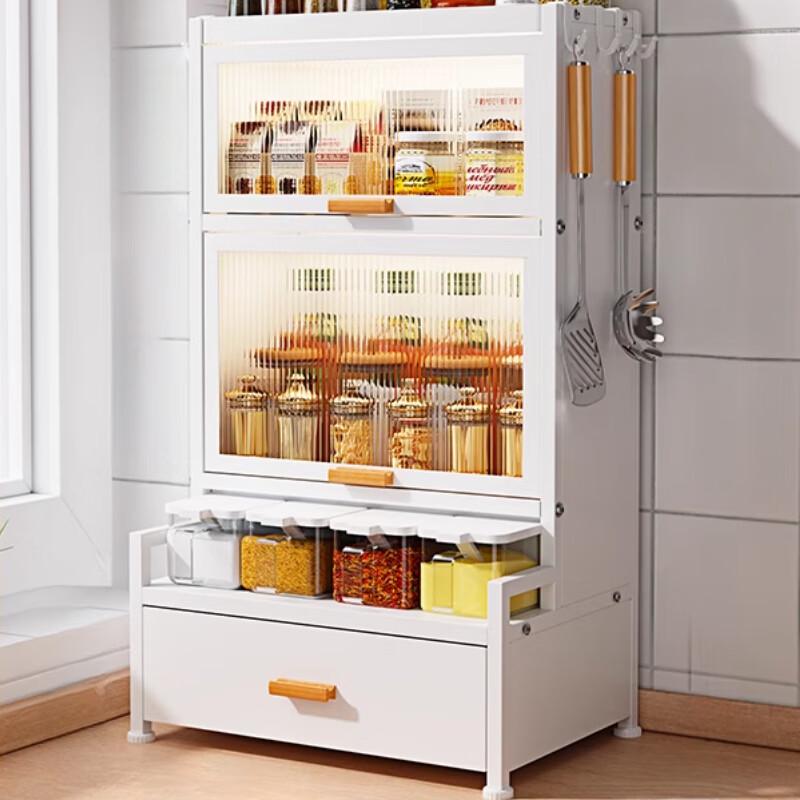 Встроенная кухонная полка для хранения с дверцами и ящиками