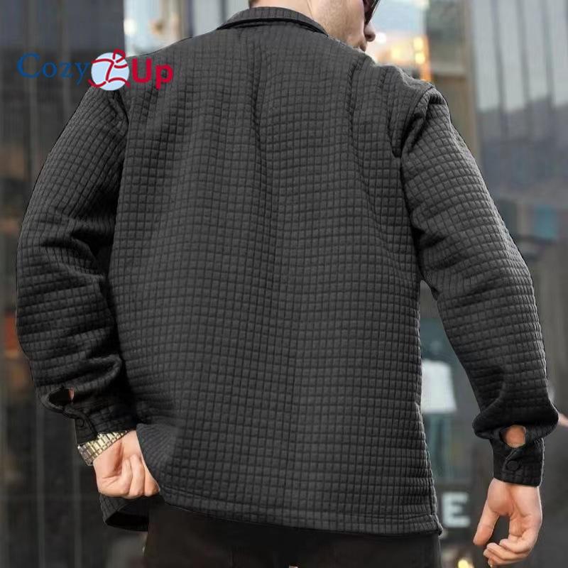 Men's Cardigan Small Checkered Long Sleeved Shirt Jacket Casual Large Size