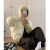 Short cotton-padded clothes, women's new hooded loose warm cotton-padded clothes, small bread clothes, cotton-padded jacket, black.