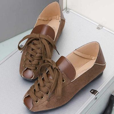 Модные женские осенние туфли с квадратным носком и неглубокой шнуровкой на плоской подошве, модные легкие нескользящие туфли