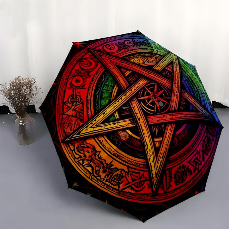 Rainbow Pentagram Tapestry, Colorful Star Wall Hanging for Witchcraft Decor, Spiritual Art, and Bohemian Vibes Umbrella, Cute Umbrella with Cute Desig