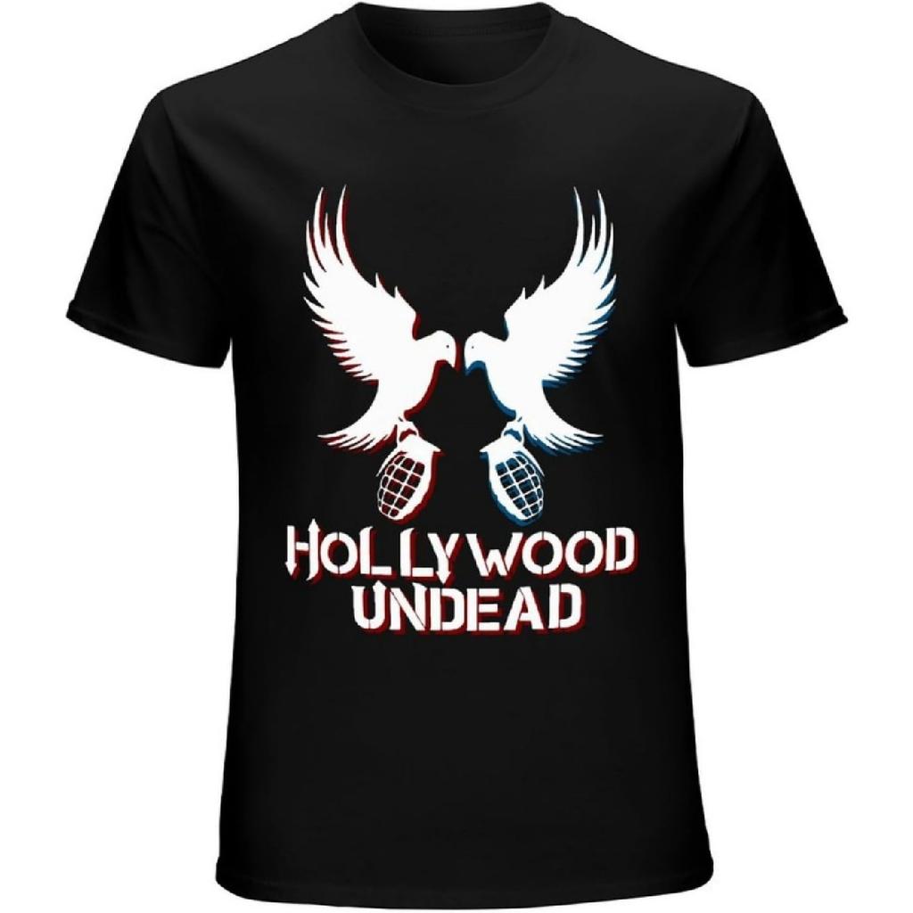 Xhaxhi Мужская футболка Hollywood Undead Мужская футболка с коротким рукавом Круглый вырез Хлопок Легкая Свободный крой(1)