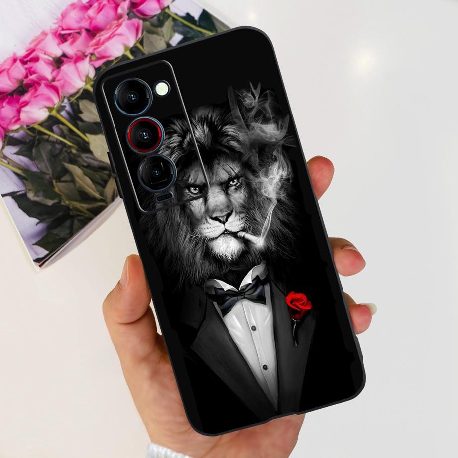 For Tecno Camon 18 P 18 Premier Camon18 Phone Case Capa Soft Liquid Silicone Bumper Etui Animals Flower Printed Funda Camon18