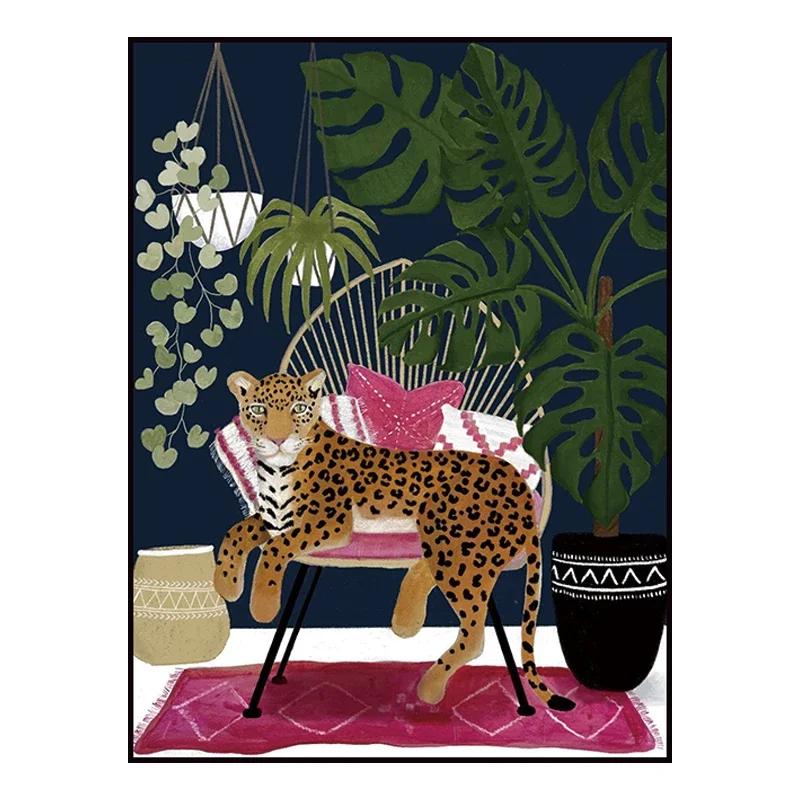 Pastoral Leopard Living Room Carpet Bedroom Bedside Art Decor Floor Mat Cloakroom Footpad Coffee Table Advanced Rug for Kitchent