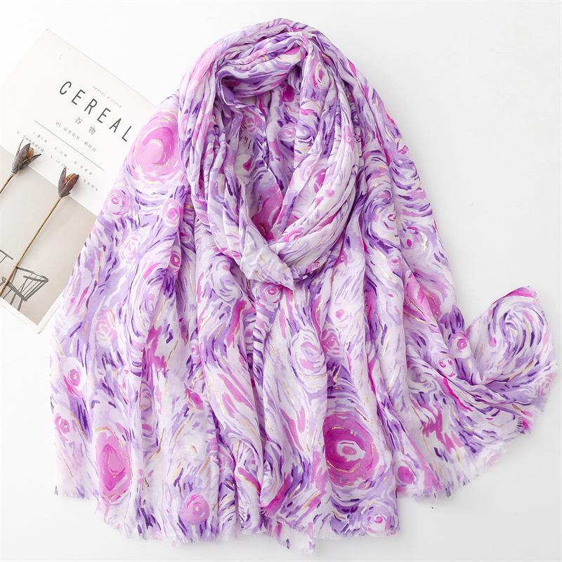 180*88cm Lightweight Scarves for Women Starry Sky Pattern Scarf Shawls Sunscreen Head Shawls Cotton Feeling Scarves and Wraps for Summer Shawl