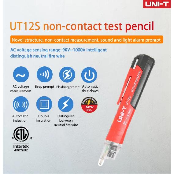 UNI-T Non-contact AC Voltage Detector Volt Pen IP67 Indicator LED Flashlight Socket Wall Volt Test Pencil 24V-1000V UT12E UT12M