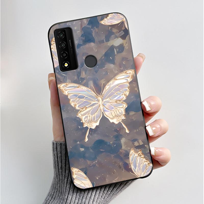 Case For TCL 20 XE 20XE 5087Z Phone Case Luxury Fashion Butterfly Flowers Black Soft TPU Silicone Protective Cover Shell Casing
