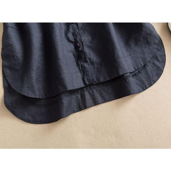 Дышащая и легкая хлопково-льняная рубашка для женщин со свободными короткими рукавами