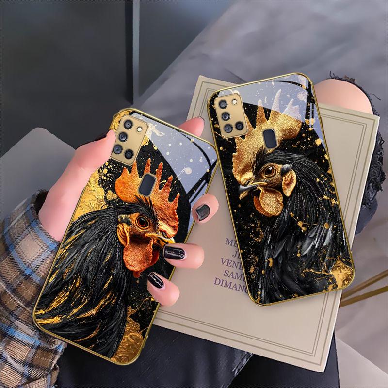 Смелый Золотой Петух Для Samsung A 31 32 A33 A34 35 14 A15 13 A16 25 26 50 52 53 54 55 56 70 71 72 73 Золотой стеклянный чехол для телефона