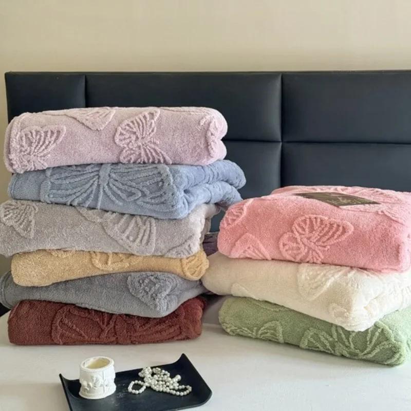 Sofa Warm Lamb Velvet Flannel Cover Soft Butterfly Blanket Bed Cover for Bedding Blanket for Home Office Air Conditioning