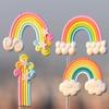 Rainbow Cake Decorating Star  Cloud Mini Colorful Fairy Garden Terrarium Figurine Decor Set Cake Toper Birthday Decoration