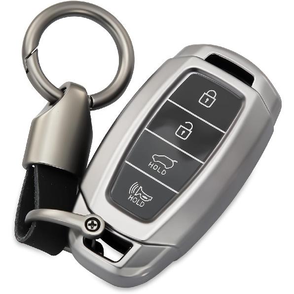 for Hyundai Key Fob Cover, 4-Button, Keychain Accessories for 2018- Kona, Azera, Elantra GT, Santa Fe, Veloster, Venue