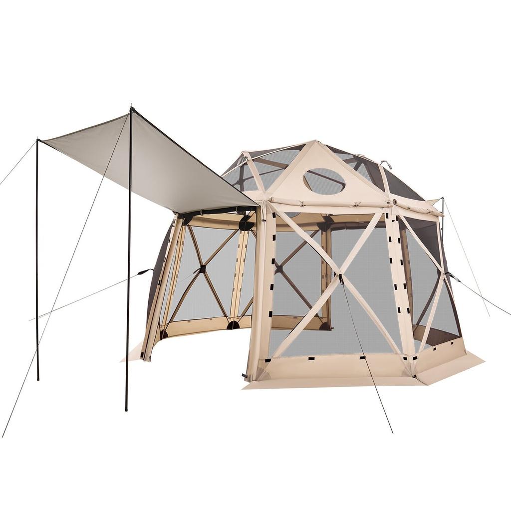 Pop up Gazebo Screen Tent, 3.6x3.6 m, 13-Sided Spherical Camping Canopy Tent with Removable Top & Carry Bag, Quick-Set & Bite-Proof, Screen House Sun