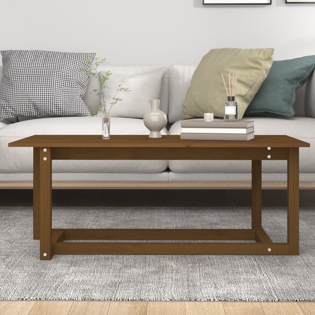 Coffee Table Honey Brown 110x55x45 cm Solid Pine Wood