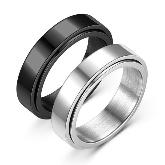 Unisex Ring Geometric Artistic Titanium Steel Rotatable Outer Finger Ring for Party