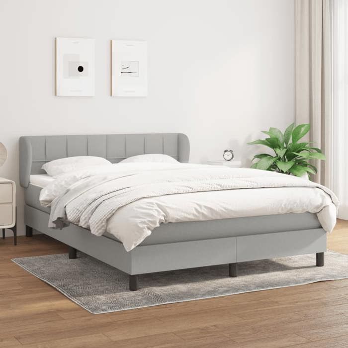 3126245 vidaXL Divan Bed with Mattress Light Grey 140x200cm Fabric