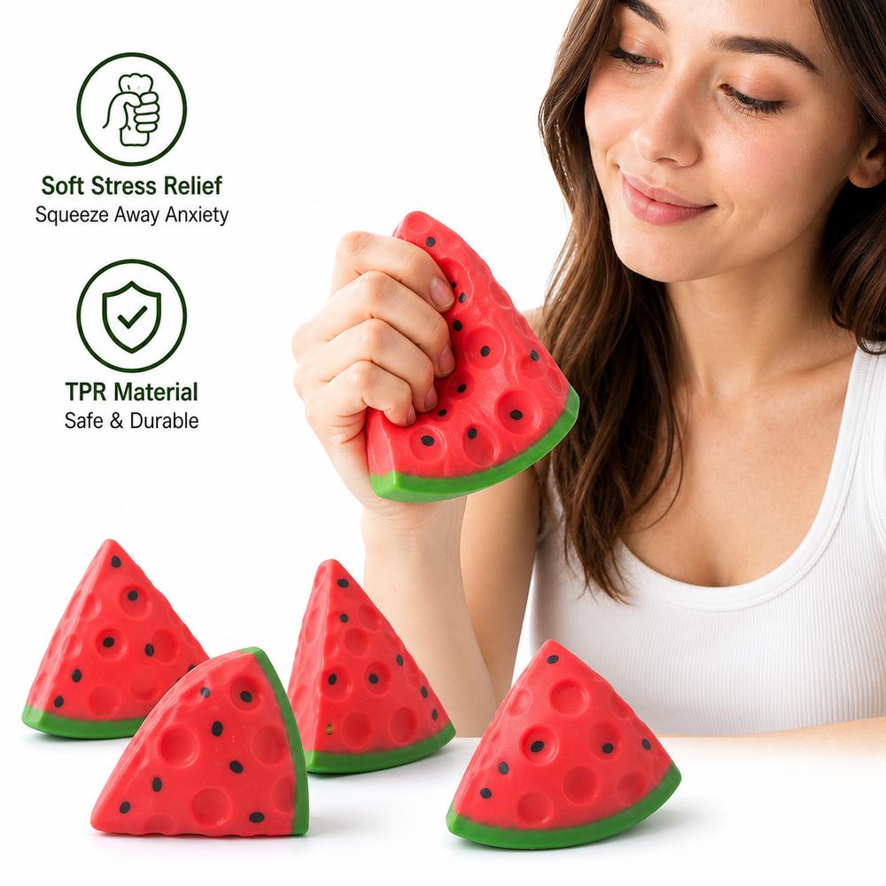 Watermelon Pattern Triangle Cheese Squishy Red Squeeze Toy New Stress Relief Toy Fidgeting