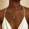 Exquisite Zircon Cross Pendant Necklace for Women Trendy Light Luxury Gold Color Rotatable Crown Necklace Jewelry