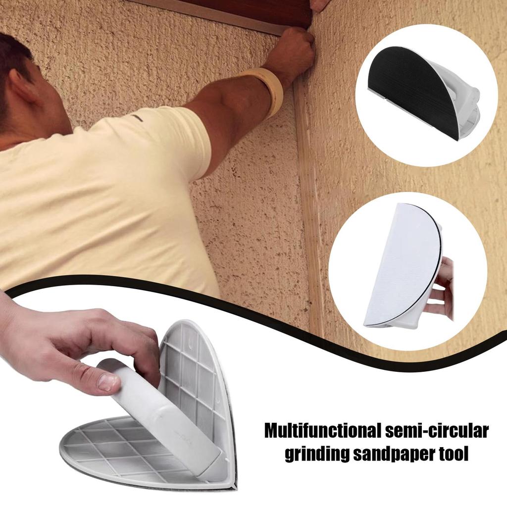 Полукруглый Угловой Шлифовальный Инструмент со Сменной Наждачной Бумагой Многоцелевой Инструмент для Шлифовки Поверхностей Гипсокартона Эргономичная Нескользящая Ручка