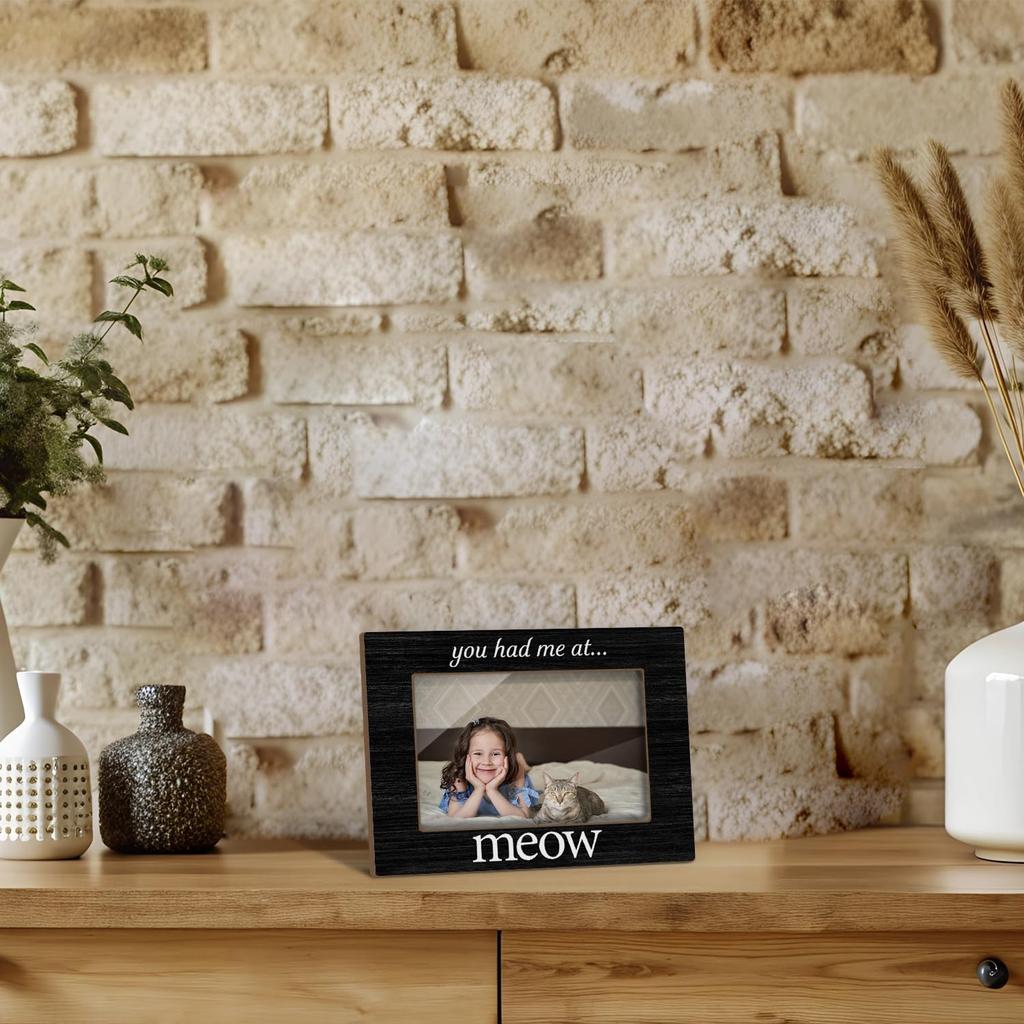 You Had Me At Meow Picture Frames, Cat Picture Frame, Tabletop Photo Frame for Women Friend Wife Cat Lovers Pet Owner, Pet Memorial Keepsake, Home
