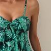 New European and American women's split swimsuit women's belly and thin conservative plant-printed boxers swimsuit