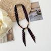 Korean version versatile classic leopard print beaded silk scarf women's summer decoration long strip small scarf adjustable thin scarf