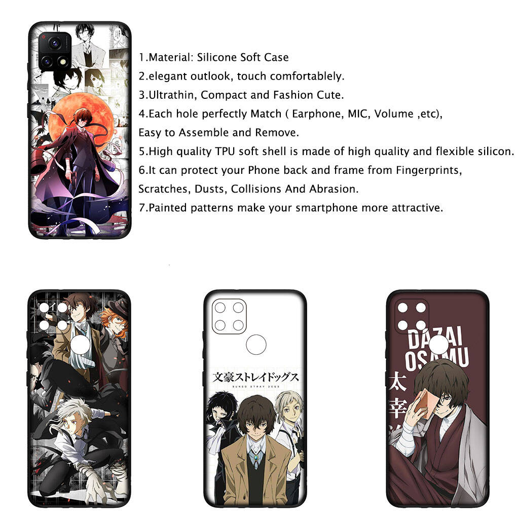 Чехол для iPhone 17 16 15 Xiaomi Poco Redmi Note 14 13 12 11 Pro Max 9 16e Samsung Galaxy S25 S24 S23 OPPO Huawei Мультяшный Bungou Stray Dogs Чехол для телефона