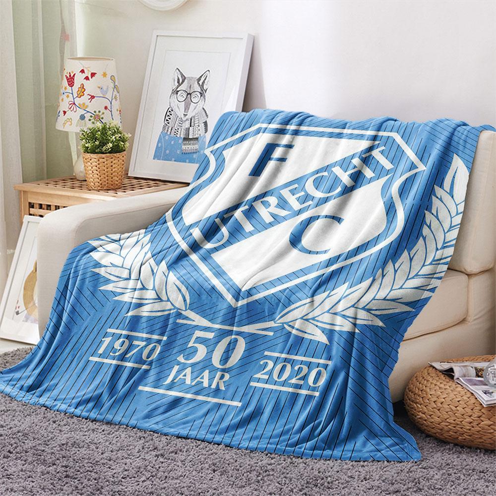 FC Utrecht Printed Flannel Blanket, soft throw for bedroom sofa, washable,soccer fan merchandise, great gift.