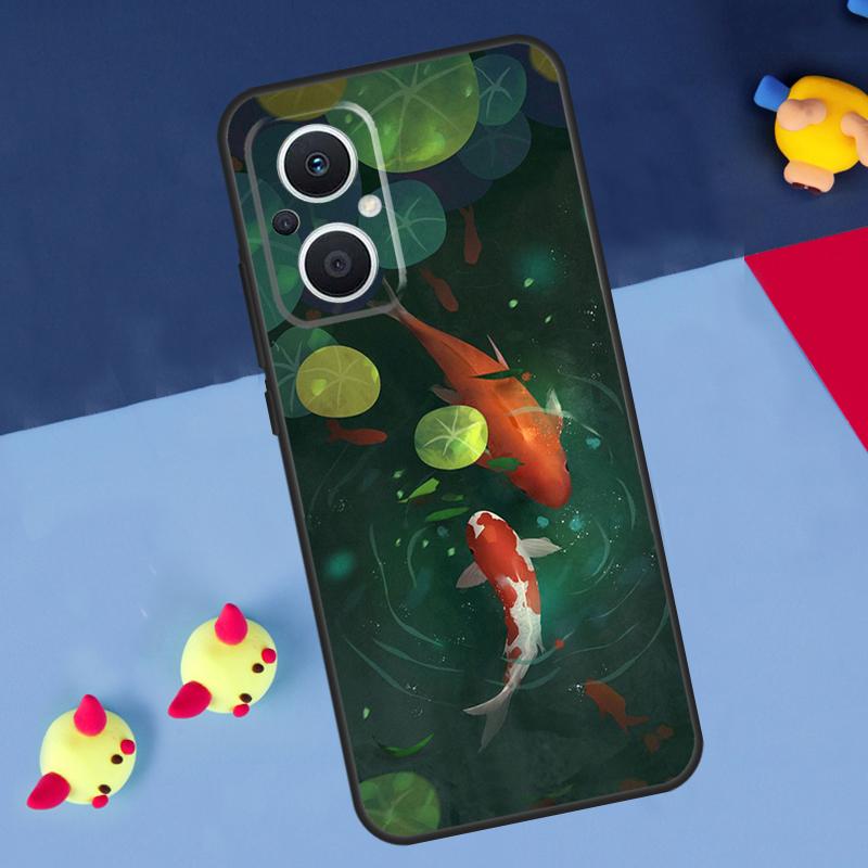 Картина с рыбой Кои для OPPO Reno 12F 13F 14F 11F 10 11 12 13 14 Pro 8T 7 8 Lite OPPO Find X9 X8 X6 X5 Pro Чехол
