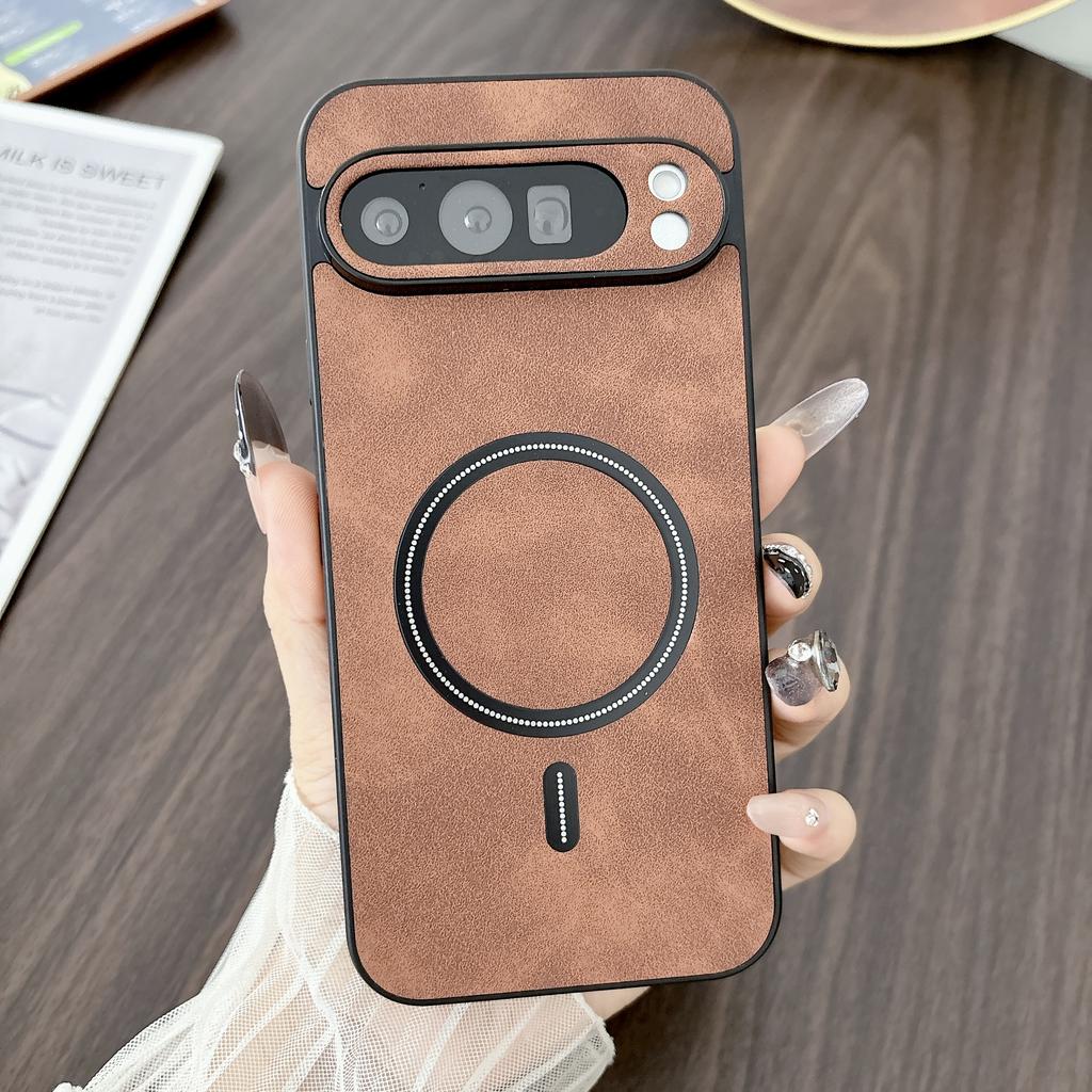 Vintage Leather for Magsafe Phone Case for Google Pixel 10 9 8 7 Pro XL 10A 9A 8A 7A  Magnetic Wireless Charge Protective Cover