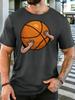 Unisex Crew Neck Tee Funny Hugging Basketball Cartoon Graphic Print Short Sleeve Top Summer Outdoor Loose Soft Casual Basic Wear