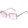 2pcs Sunglasses For Women Fashion Rimless Beach Gradient Sunglasses Original Rectangle Glasses UV400 Eyeglasses