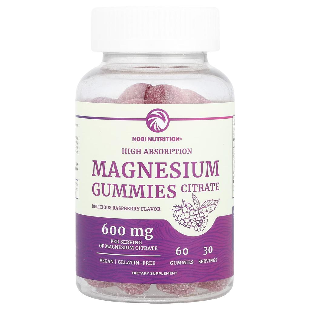 Magnesium Citrate Gummies, High Absorption, Raspberry Flavor, 60 Gummies (300Mg per Gummie)