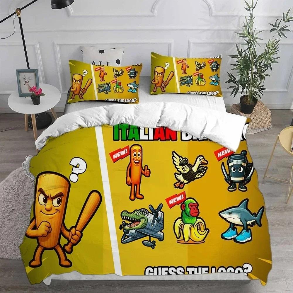 Italian Brainrot Characters Duvet Cover Set - Suitable for Bedroom, Home and Dormitory, Machine Washable Duvet Cover Set