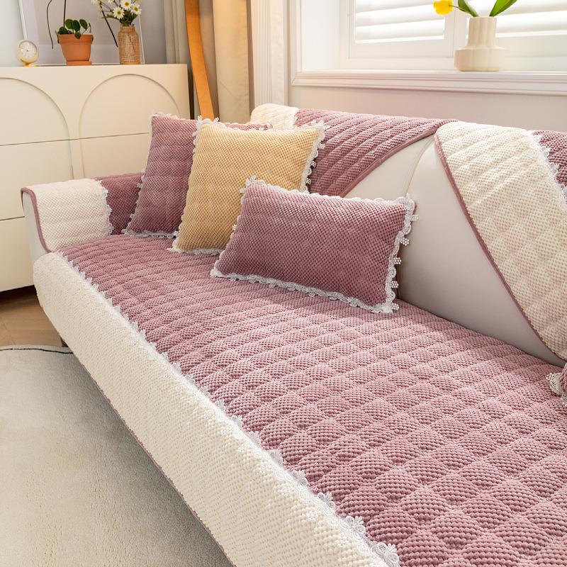 Вельветовый чехол для дивана, клетчатое противоскользящее диванное полотенце для секционного дивана, утолщенные качественные диванные полотенца, многофункциональные чехлы, подушки