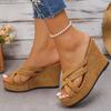 Fashion Roman Cross Strap Wedges Sandals Women 2025 Summer Thick Sole Non Slip Slippers Plus Size Comfort Chunky Platform Beach Shoes